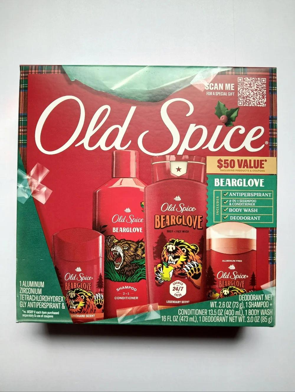 NIB Old Spice Bearglove 4 Piece Gift Set